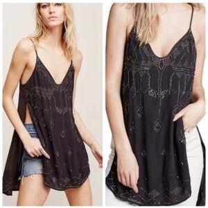 NWT Free People Dancing In The Moonlight Tank Dress Brown Large